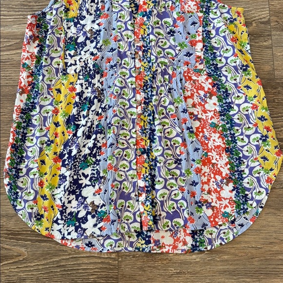 Maeve Anthropologie Whimsical Pintuck Floral Multi Color Sleeveless Blouse Small - Picture 5 of 12